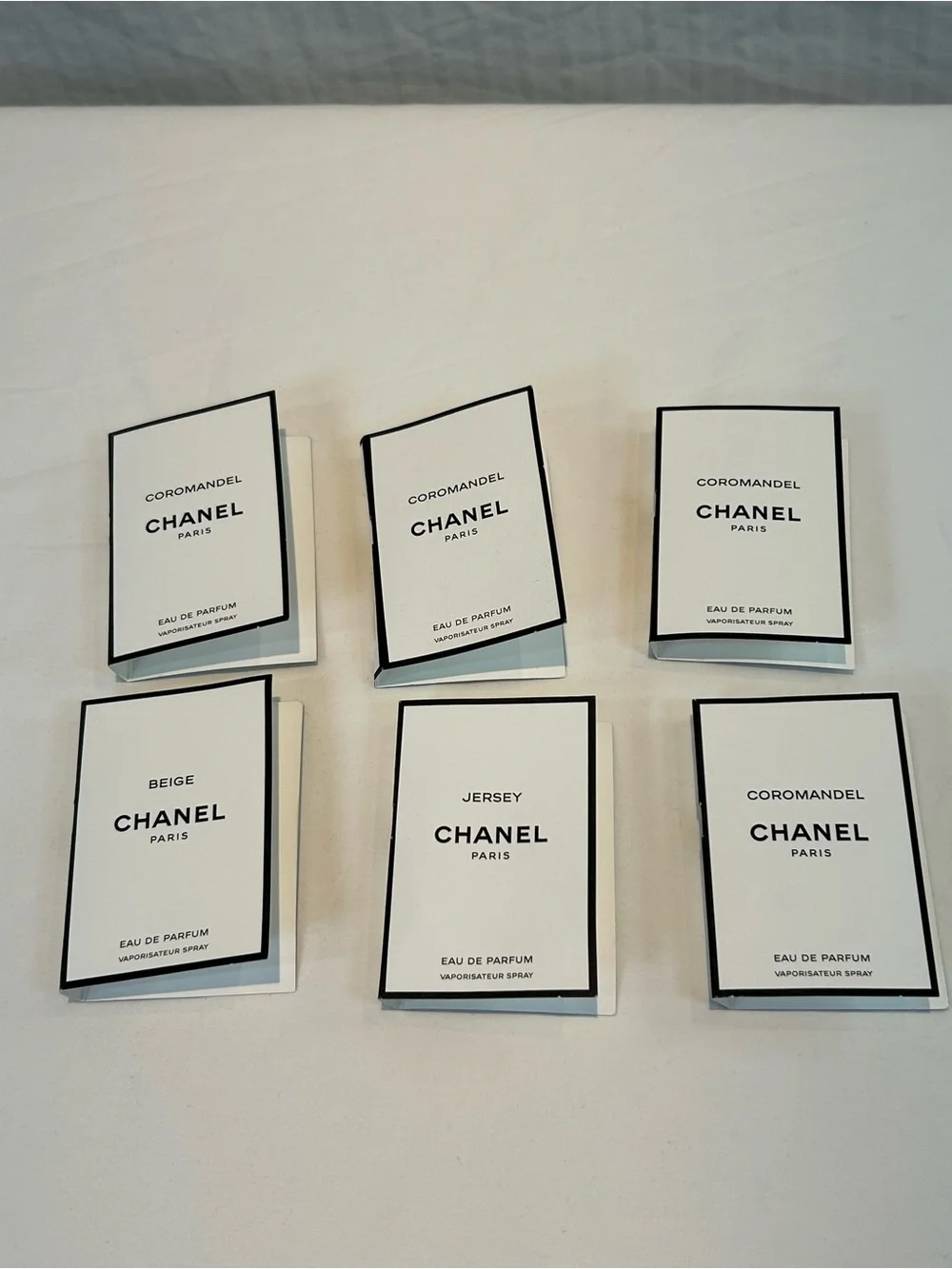 CHANEL lot of 6 Les Exclusifs Fragrance Samples - Coromandel, Beige, Jersey